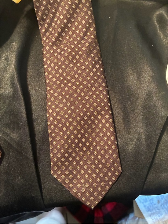 Dior Other - Dior Brown Silk Tie with Gold Diamond Motif